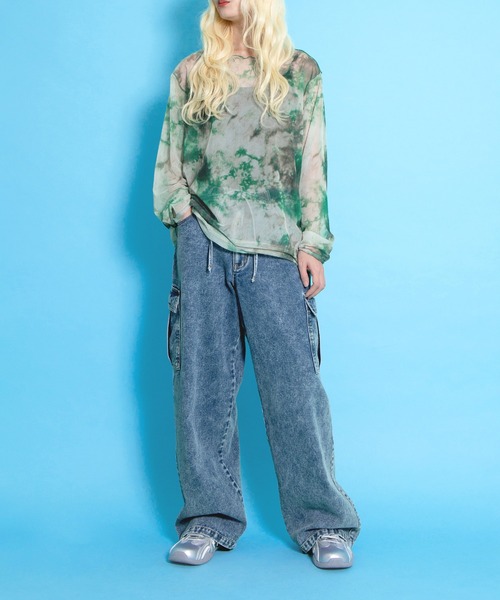 トップス PUNYUS PUNYUS tシャツ グラデーションシアートップス レディース