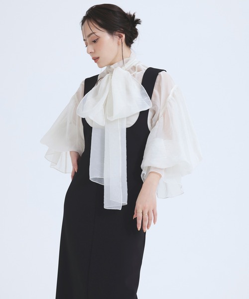 anuans（アニュアンス） ブラウス シャツ シアーボウタイボリューム