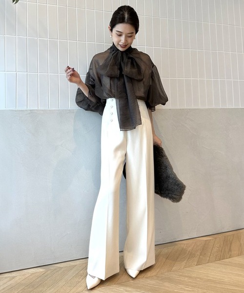 anuans（アニュアンス） ブラウス シャツ シアーボウタイボリューム