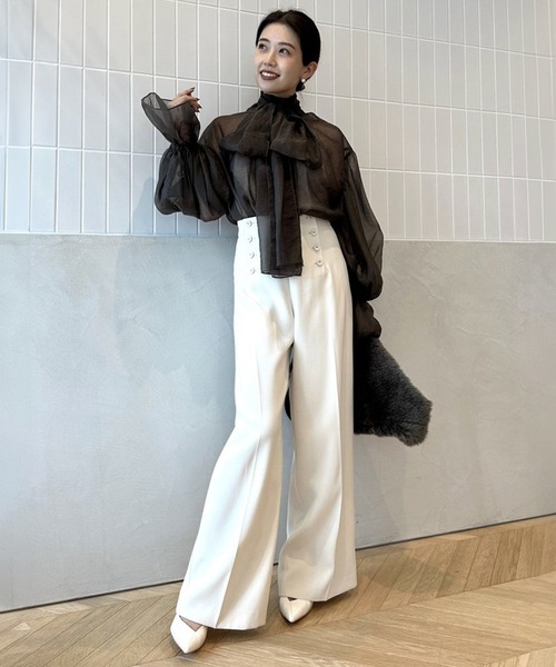 anuans（アニュアンス） ブラウス シャツ シアーボウタイボリューム