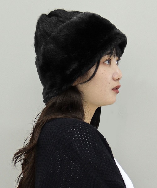 QUEENHEAD ニット帽 ニットキャップ ファーケーブルニット帽