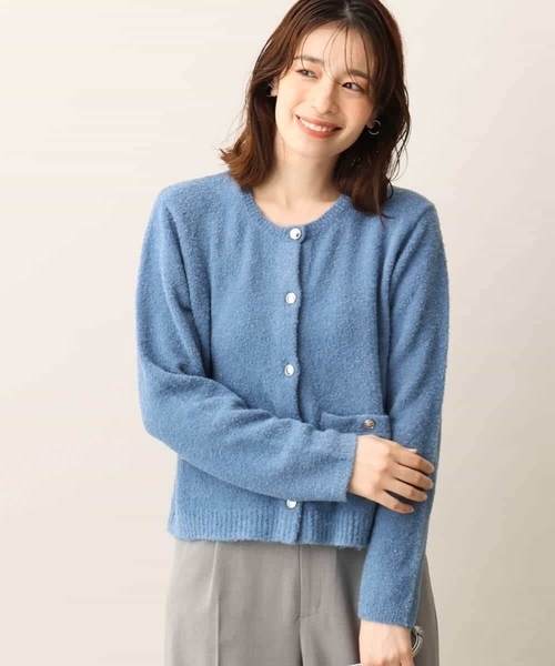カーディガン ミニブークレーニットカーディガン/洗える/WEB限定サイズあり レディース OFUON カーディガン ミニブークレーニットカーディガン/洗える