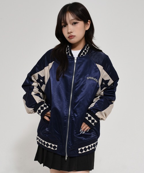 ブルゾン アウター 「OY/オーワイ」 STAR LEATHER PATCH STUD JACKET /スターパッチ スタッズ ジャケット レディース メンズ
