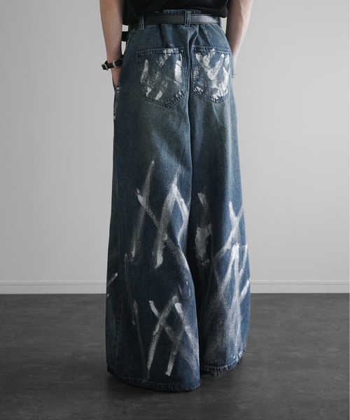 KUUUPY パンツ Foil Print Wide Denim Pants - 箔プリントワイド KUUUPY パンツ Foil Print Wide Denim Pants - 箔プリントワイド
