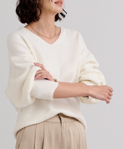 ur's（ユアーズ） ニット セーター ウールブレンドVネックニットプル