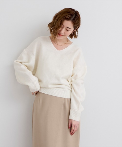 ur's（ユアーズ） ニット セーター ウールブレンドVネックニットプル