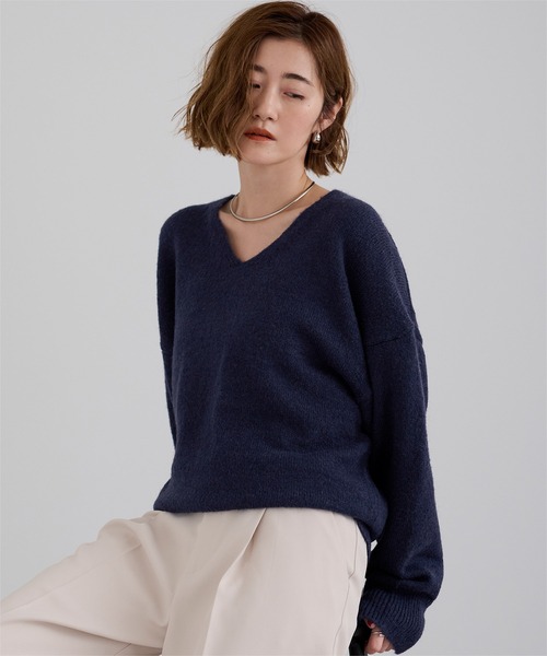 ur's（ユアーズ） ニット セーター ウールブレンドVネックニットプル