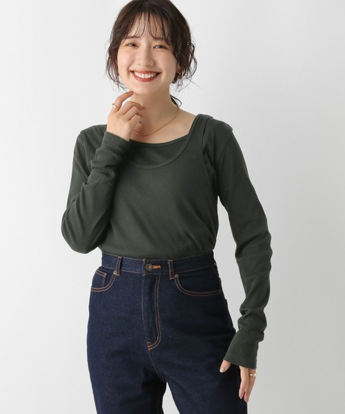 LEONARD透ける 素材のカーディガン LEPSIM tシャツ 2PレイヤードタンクロンT 153255 レディース