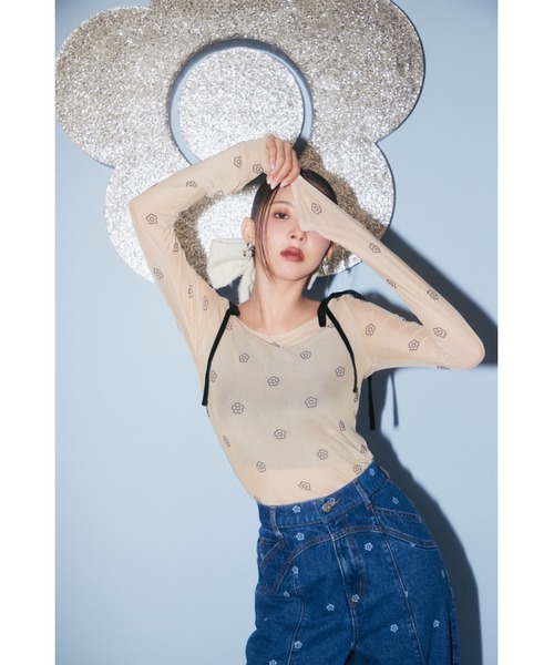 【LILY BROWN×MARY QUANT】デイジー柄シアーチュールトップス LILY BROWN｜【LILY BROWN×MARY QUANT】デイジー柄シアー