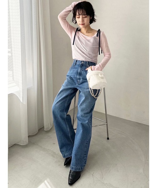 リリーブラウン デイジー柄シアーチュールトップス ブラック LILY BROWN×MARY QUANT】デイジー柄シアーチュールトップス(T