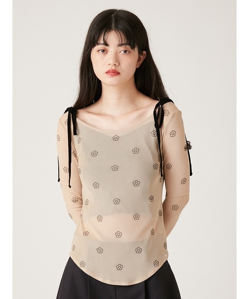 LILY BROWN tシャツ 「LILY BROWN×MARY QUANT」デイジー柄シアー