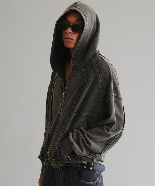 ANDER HUNK ダメージオーバーダイジップパーカー Damege Overdyed Zip-up Parker/ダメージオーバーダイジップ