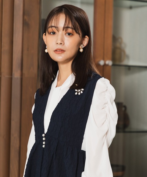 Chaco様ネイビー38翌日発送 troisiemeCHACO スーツ ベスト 「chaco」ふくれジャガード
