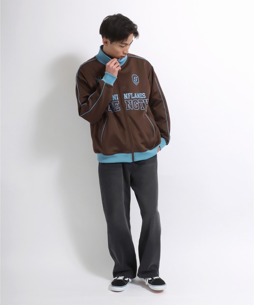 ジャージ フロントロゴプリント サイドライントラックジャケット