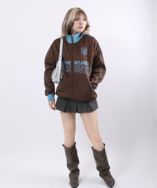 ジャージ フロントロゴプリント サイドライントラックジャケット