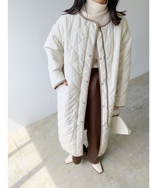 「LIAN」 ノーカラーコート FREE アイボリー レディース_画像2