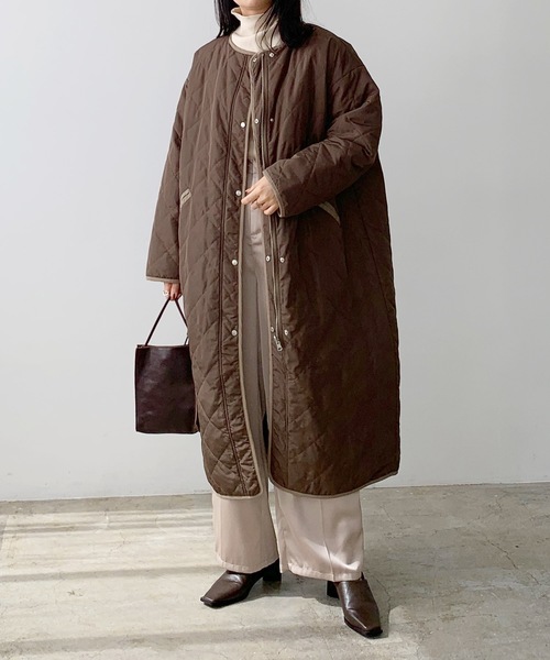 「LIAN」 ノーカラーコート FREE アイボリー レディース_画像9