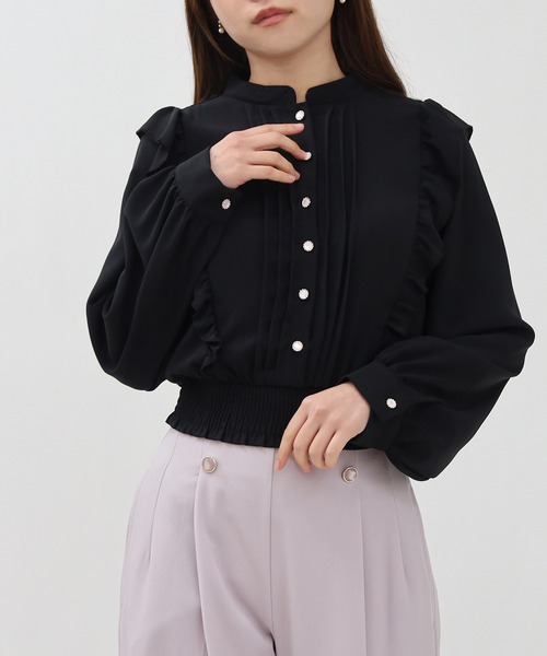 ブラウス シャツ ローンピンタックフリルスリーブブラウス レディース PINK HOUSE ブラウス シャツ ローンフリルブラウス レディース