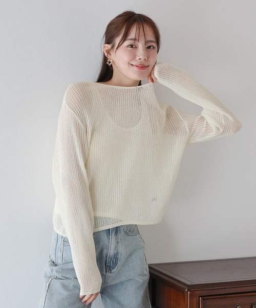 ニット セーター メッシュニット+タンクトップSET レディース