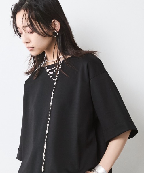 大きいサイズ レディース トップス  綿100％カットソープルオーバー シックスタイル CHIC STYLE tシャツ 5分袖カットソープルオーバー「大きいサイズ
