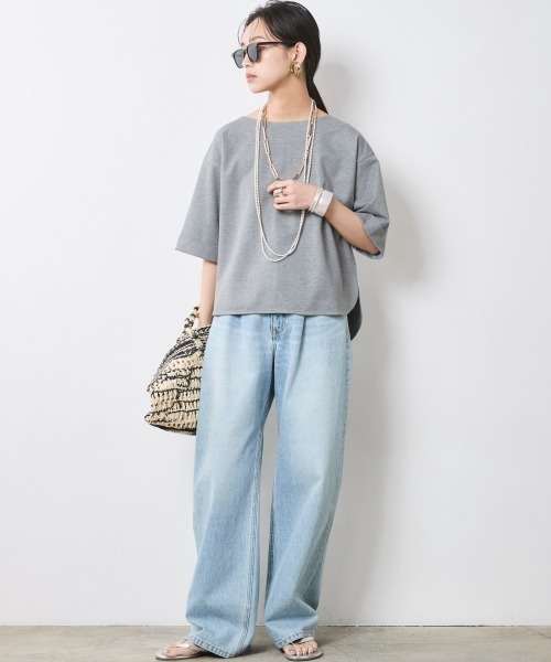 tシャツ 5分袖カットソープルオーバー「大きいサイズ有」シックスタイル レディース CHIC STYLE tシャツ 5分袖カットソープルオーバー「大きいサイズ