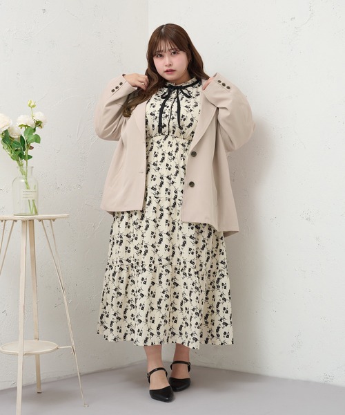 【♡Haru♡】DEICY ドットツイードコンビワンピース 0サイズ 2wayドットツイードコンビワンピース