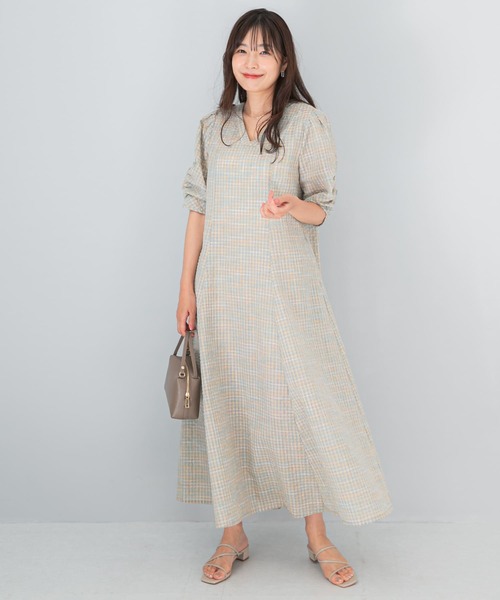 F by ROSSO（エフバイロッソ） ワンピース チェックパフスリーブ