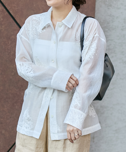 JOURNAL STANDARD ブラウス シャツ シアーレースビッグシャツ
