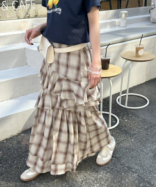 Discoat（ディスコート） スカート 「umm.」チェックフリルスカート