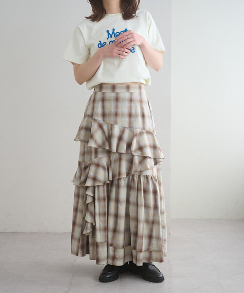 Discoat（ディスコート） スカート 「umm.」チェックフリルスカート