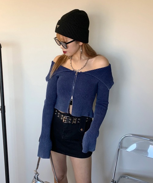 「non-hedge」 ニットカーディガン FREE ブラック レディース_画像4