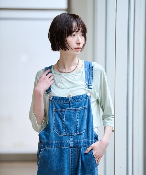 tシャツ 「Le Melange/ル・メランジュ」タンクトップ＋ロンTセット/レイヤー/七分袖「WEB限定」 レディース