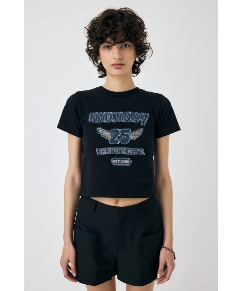 【国内配送】 MOUSSY レディース Tシャツ 25TH DENIM PATCH tシャツ トップス