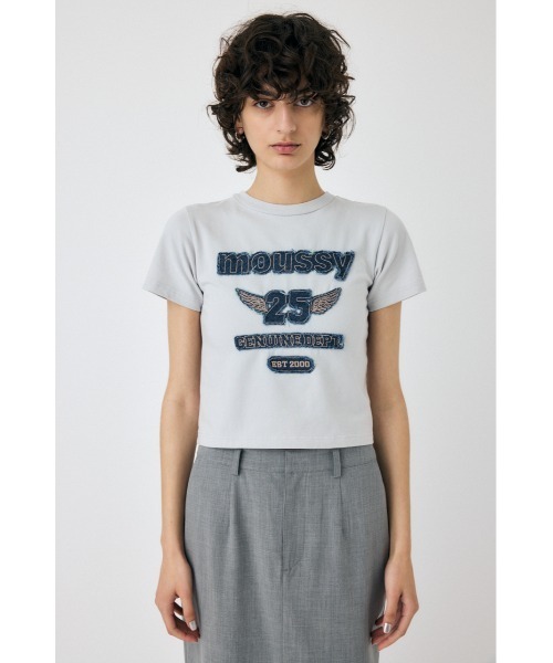 MOUSSY tシャツ PATCH DENIM 25TH Tシャツ レディース