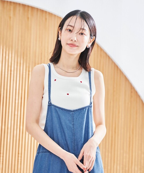 SUNNY SPORTS タンクトップ ノースリーブ ハートモチーフリブ