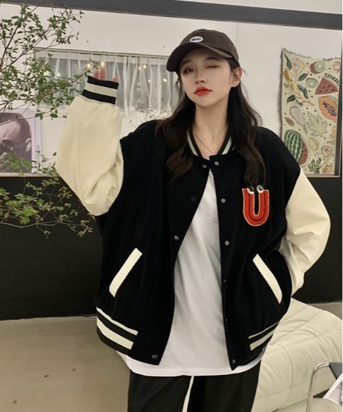 「ARCADE」 スタジャン FREE ブラック レディース_画像2