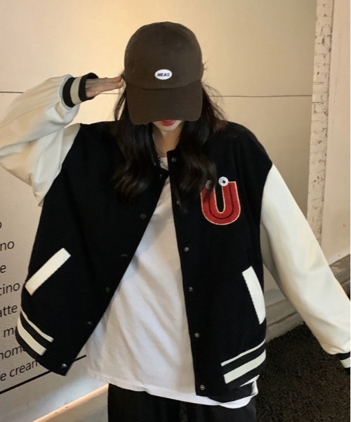 「ARCADE」 スタジャン FREE ブラック レディース_画像4