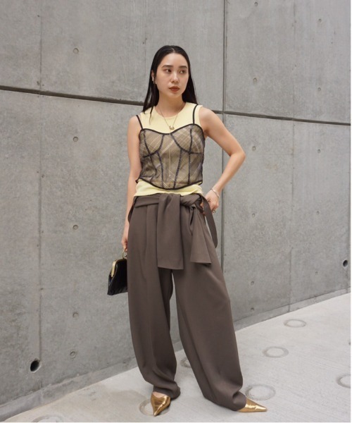 Ameri（アメリ） ワイドパンツ パンツ MEDI FAKE SLEEVE SUSPENDER 