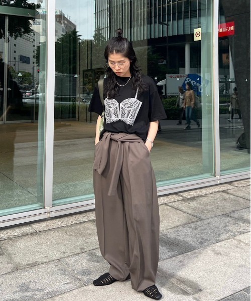 Ameri（アメリ） ワイドパンツ パンツ MEDI FAKE SLEEVE SUSPENDER 