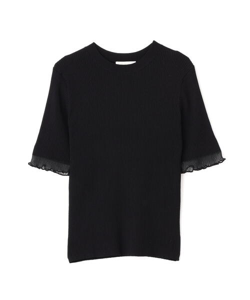 部分シアー半袖リブニット 部分シアー半袖リブニット | PROPORTION BODY DRESSING