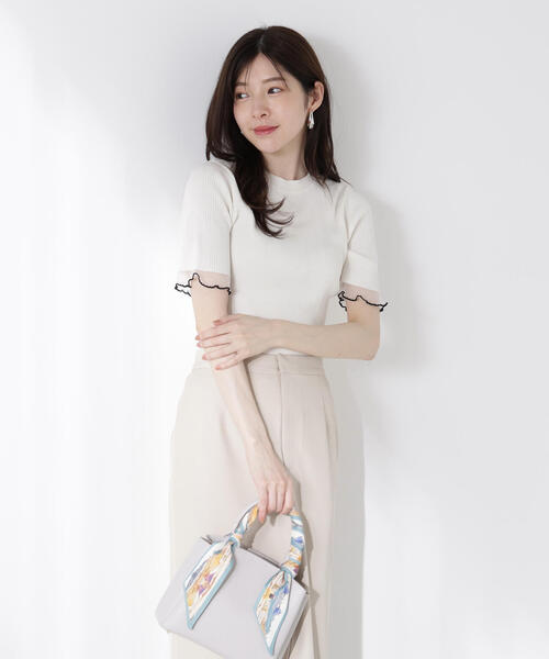 PROPORTION BODY DRESSING ニット セーター 部分シアー半袖