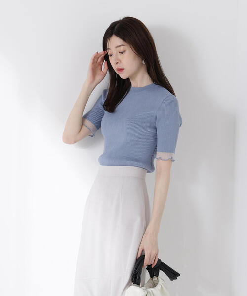PROPORTION BODY DRESSING ニット セーター 部分シアー半袖