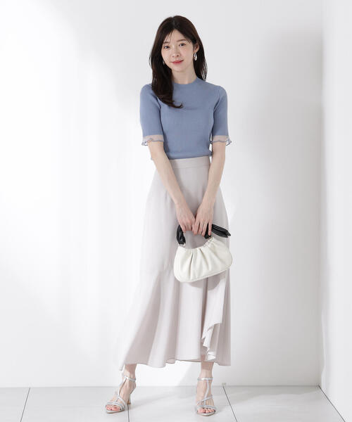 ニット セーター 部分シアー半袖リブニット / 1215270610 レディース 部分シアー半袖リブニット | PROPORTION BODY DRESSING
