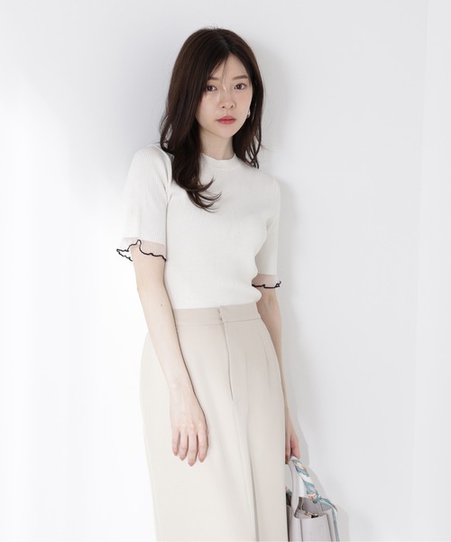 PROPORTION BODY DRESSING ニット セーター 部分シアー半袖