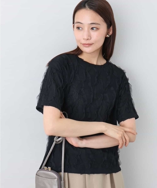 tシャツ チュールテープカットソー/洗える レディース