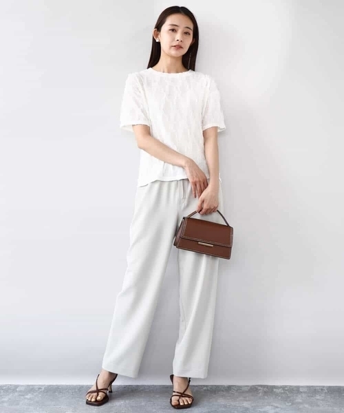 MK MICHEL KLEIN tシャツ チュールテープカットソー/洗える
