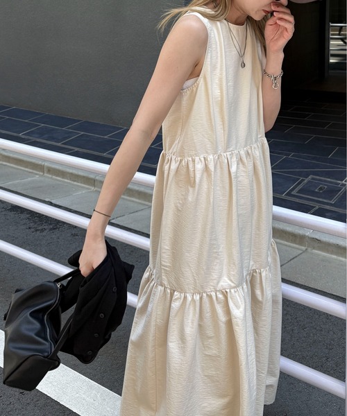 ◆SALE 残り僅か◆タフタ ミディ丈ワンピース関税送料込 feepur ワンピース タフタティアードワンピース : ZOZOTOWN