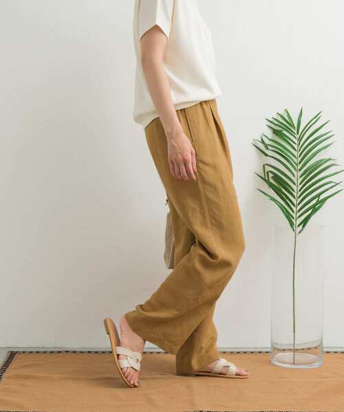 新品タグ付◆ M DOORS リネンイージーパンツ　CAMEL アーバンリサーチ ドアーズ URBAN RESEARCH DOORS リネン混
