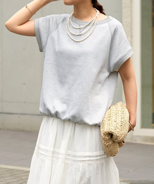 tシャツ 「セットアップ可能・さりげないラメが上品」ラメ裏毛プルオーバー レディース