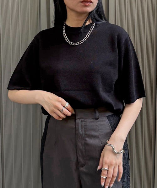 ニット セーター 「＆g'aime」ハーフスリープニット　Half-Sleeve Knit Top レディース &g'aime ニット セーター 「＆g'aime」ハーフスリープニット